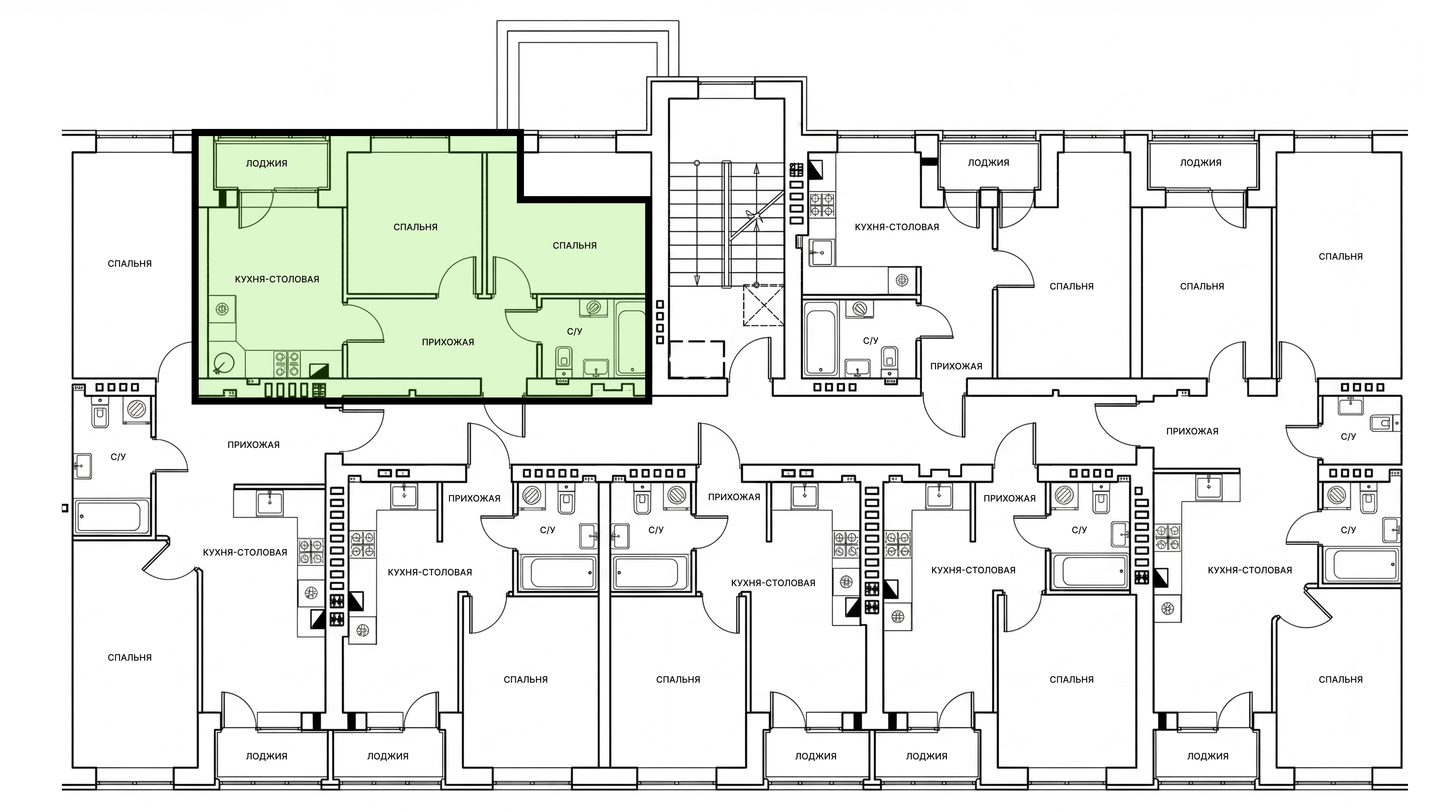 План 4-го этажа, подъезд 1